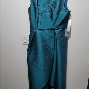 Kay Unger Asymmetrical Teal Dress